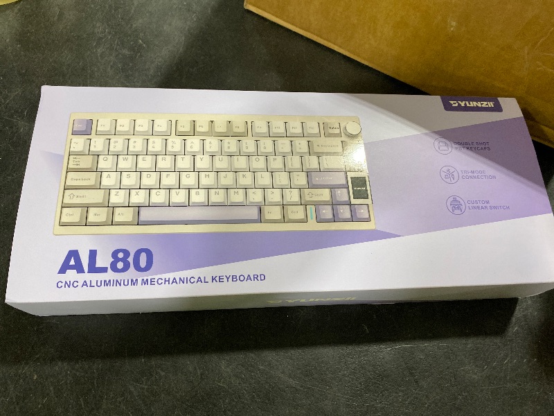 Photo 1 of YUNZII AL80 Wireless Mechanical Keyboard,Full Aluminum CNC, Smart LCD Display,Hot Swappable Gasket Mount 75% Layout with Knob,BT/2.4G/USB-C,QMK/VIA Support for Win/Mac (Beige, Cocoa Cream V2 Switch)