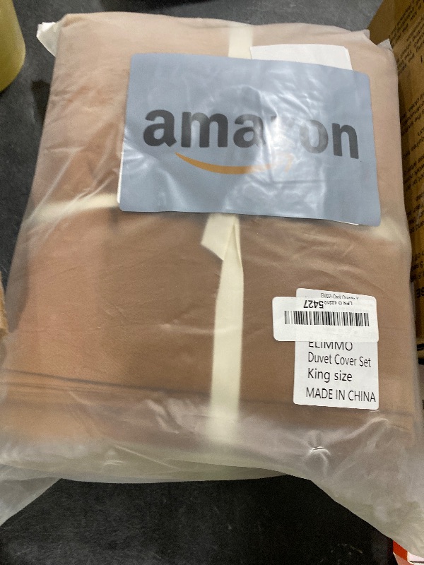 Photo 1 of ELIMMO Cooling King Duvet Cover Set 3 Pieces-100% Washed Cotton with Chic Wide Trim Design Linen Like Textured Ultra Soft Cozy Bedding with Zipper Closure(Hemmed Dark Orange,King 104"x90")
