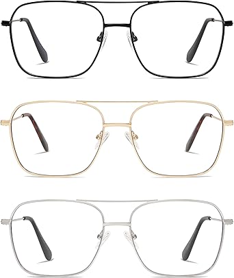 Photo 1 of AMOMOMA Retro Reading Glasses for Women Men Aviator Square Blue Light Computer Womens Reader 1.50 2.00 AM6076