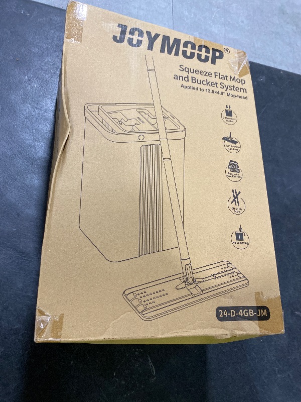 Photo 1 of JOYMOOP Mop and Bucket Set with Wringer, Flat Mops for Floor Cleaning, Wall Mop Cleaner with Long Handle, Hardwood Floor Mop with 4 Microfiber Pads