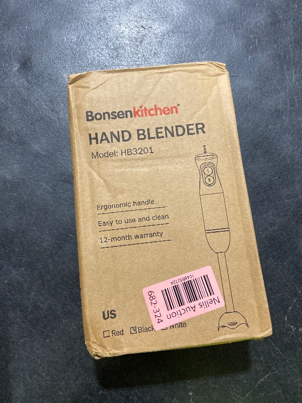 Photo 1 of Bonsenkitchen Hand Blender, Immersion Blender with 2 Mixing Speed, Electric Handheld Mixer Portable Stick Mixer with Stainless Steel Blades for Soup, Smoothie, Puree, Baby Food