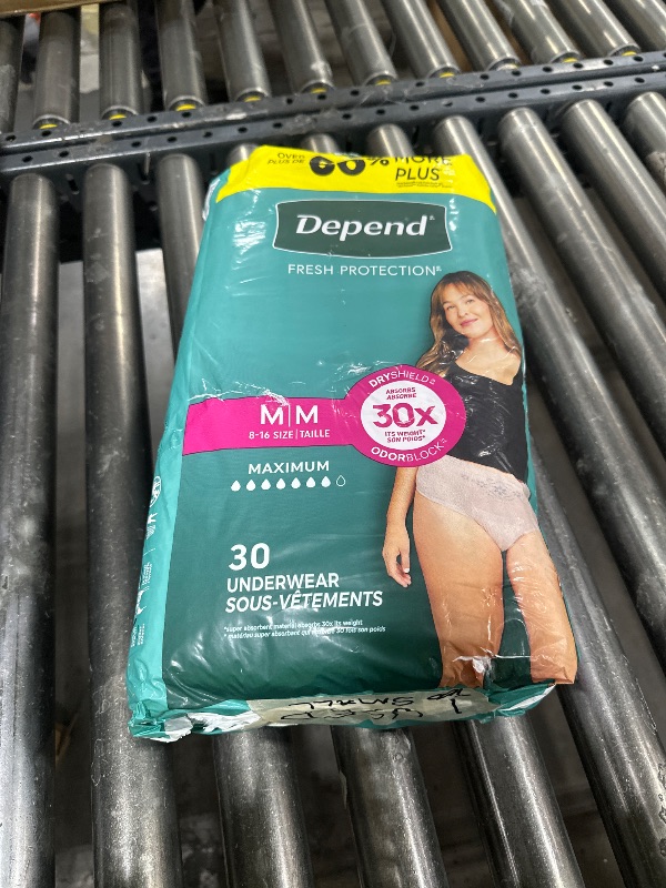 Photo 1 of Depend Fresh Protection Adult Incontinence & Postpartum Bladder Leak Underwear for Women, Disposable, Maximum, Medium, Blush, 30 Count, Packaging May Vary