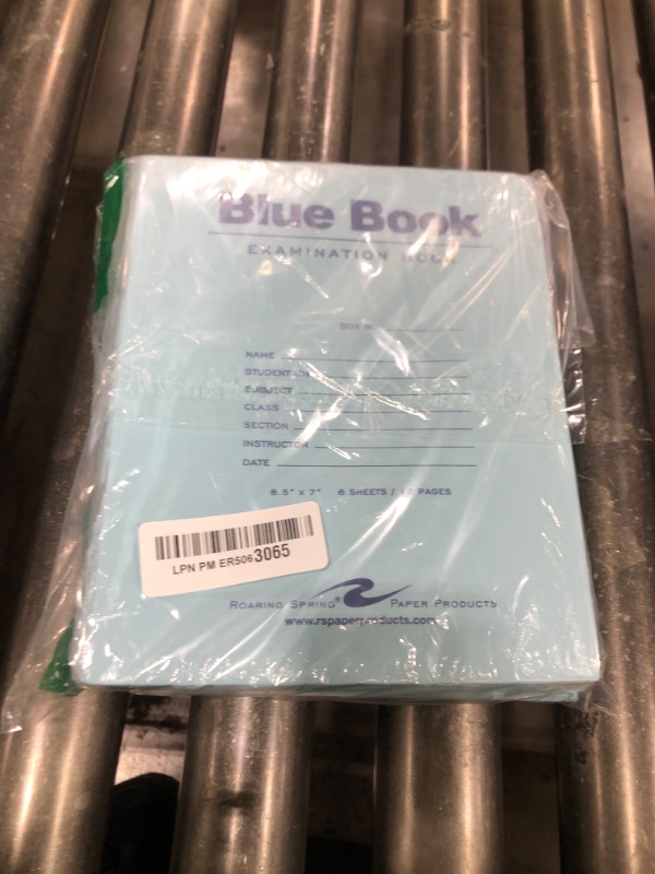 Photo 1 of ROARING SPRING Exam Blue Books, 50 School Examination Booklets, 8.5" x 7", 6 Sheets/12 Pages, Wide-Ruled with Margin Student Testbook, Made in USA