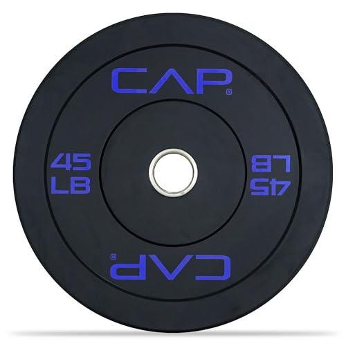 Photo 1 of Cap Barbell get Olympic Bumper Plate with Blue Logo, Black, 45 Lb Single