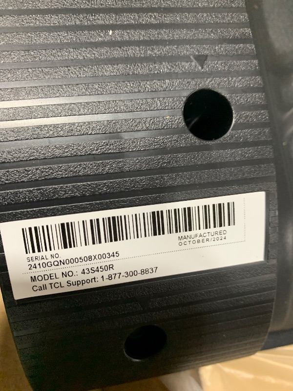 Photo 1 of [SOLD FOR PARTS ONLY] TCL 43-Inch Class S4 4K LED Smart TV with Roku TV (43S450R, 2023 Model), Dolby Vision, HDR, Dolby Atmos, Works with Alexa, Google Assistant and Apple HomeKit Compatibility, Streaming UHD Television