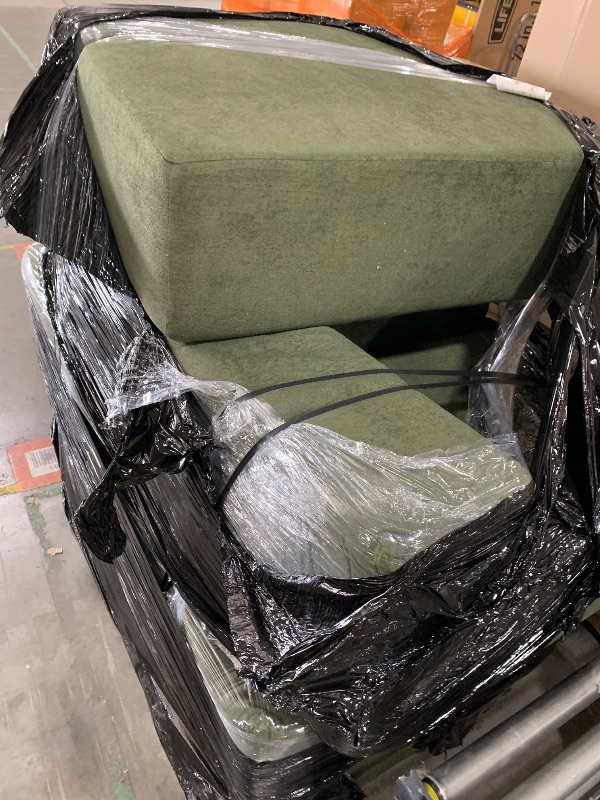 Photo 1 of KEIKI 132" Boneless Sofa with Ottoman, L Shaped Corner Couch, Upholstered Corduroy Free Combination Sectional Couch for Living Room, Bedroom, Green