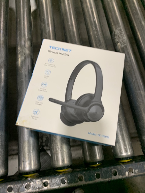 Photo 1 of TECKNET Wireless Headset, Bluetooth Headset with AI Noise Cancelling Microphone - Rechargeable Bluetooth V5.2 Headphones, 50H Playtime & Mic Mute, On Ear Headphones for Trucker/Remote Work/Call Center