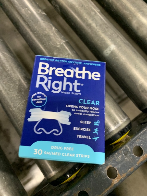 Photo 1 of Breathe Right Original Nasal Strips Clear Sm/Med For Sensitive SkinDrug-Free Snoring Solution & Nasal Congestion Relief Caused by Colds & Allergies 30 ct (Packaging May Vary)