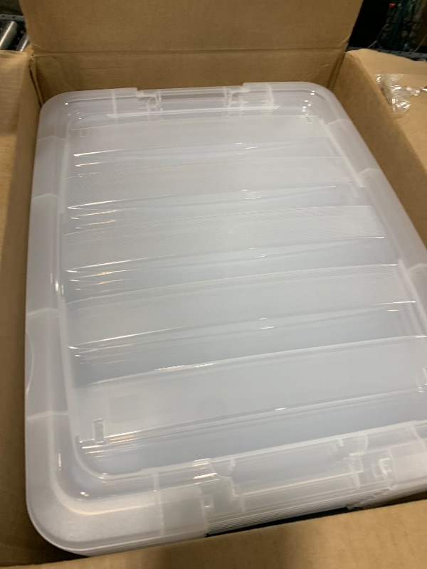 Photo 1 of IRIS USA 32 Qt Stackable Plastic Storage Bins with Lids, 6 Pack - BPA-Free, Made in USA - See-Through Organizing Solution, Latches, Durable Nestable Containers, Secure Pull Handle - Clear