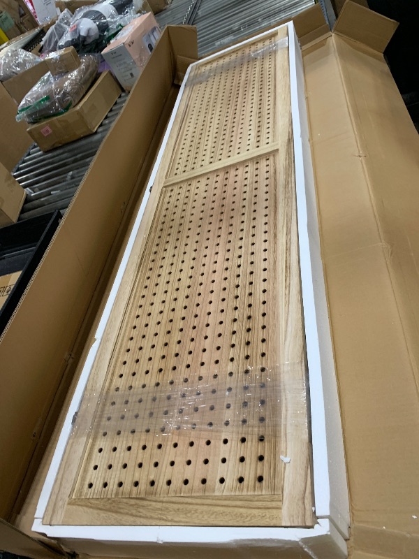 Photo 1 of 4 Panel 5.6 Ft Tall Wood Room Divider with 3 Display Shelves - Brown
