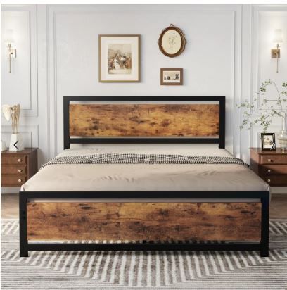 Photo 1 of LIKIMIO Walnut Bed Frame king

