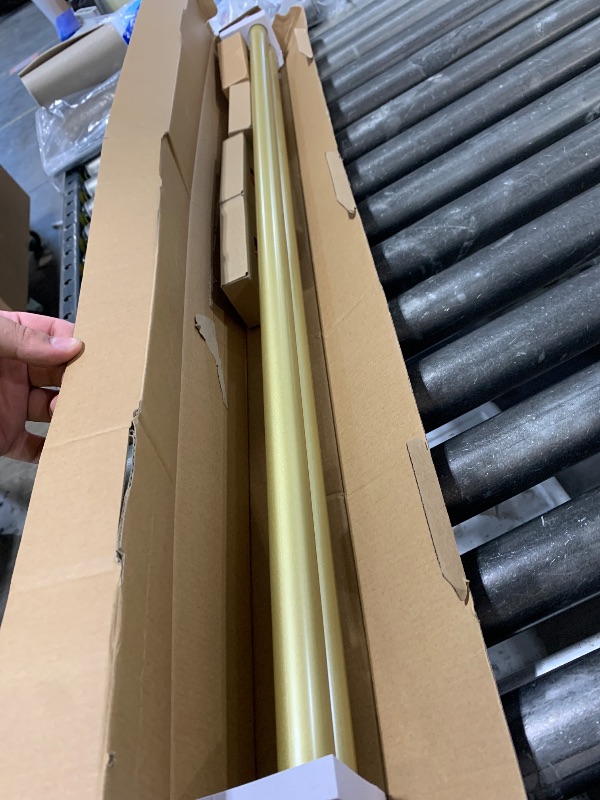 Photo 1 of 1 Inch Heavy Duty Corner Window Curtain Rods Set, HOTOZON 36 to 72 Inch Telescoping Single Drapery Rod, Antique Gold, End Cap Finials
