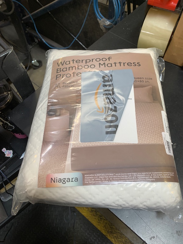 Photo 1 of 100% Waterproof Queen Mattress Protector - 360 Pad Protection Against Spills, Stains & Accidents for Parents & Pet Owners - Noiseless & Cooling Viscose Made from Bamboo (White)