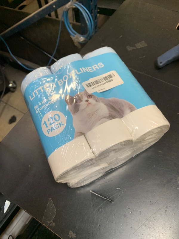 Photo 1 of 120 Pack Cat Litter Box Liners, 26.4" x 23.6" Automatic Litter Box Bags, 3MIL Extra Thick Leakproof Cat Litter Bags, Compatible with Litter Robot 3 & 4, 10-12 Gallon Heavy Duty Drawstring Waste Bags