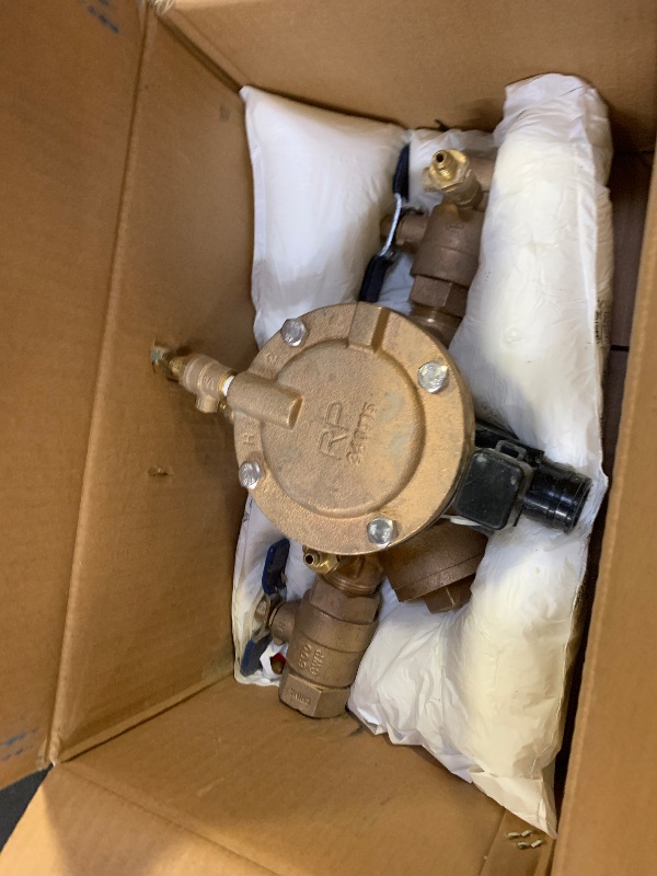 Photo 1 of *MISSING PARTS* Febco 825Y Series 1" Bronze Reduced Pressure Zone Backflow Preventer Assembly, Quarter Turn Shutoff, NPT End Connections, Y Pattern, Flood Sensor with SentryPlus Alert Technology for Relief Valve