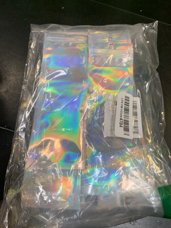 Photo 1 of 100 Pcs 2.7x9 Inch Holographic Pen Bags - Resealable Smell-Proof Packaging Bags for Party Favors, Food Storage, Cosmetics, Jewelry, Craft Supplies & Lip gloss