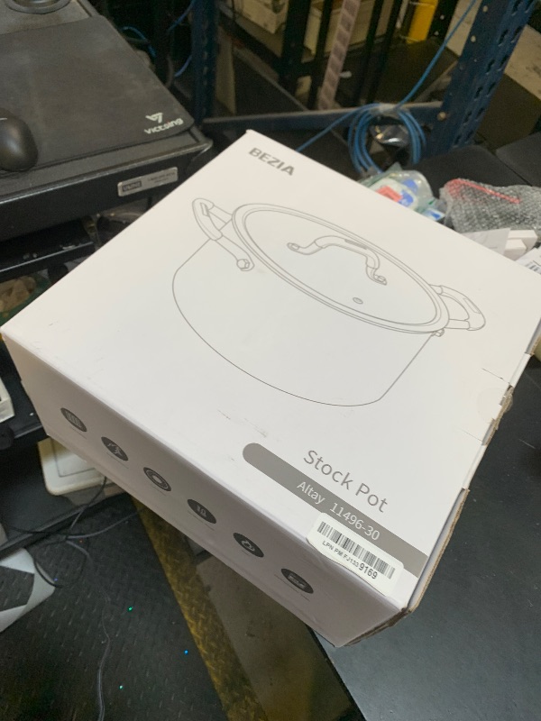 Photo 1 of 12 Quart Tri-Ply Stainless Steel Stock Pots with Lid, BEZIA Induction Soup Pot with Lid, Large Kitchen Cooking Pots with Silicone Handle, Compatible with All Cooktops, Free of PTFE/PFOA/PFOS