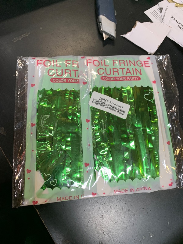 Photo 1 of 2 Pack Green Streamers Backdrop Jungle Party Decorations Foil Fringe Backdrop Curtains Photo Booth Backdrop for Birthday Dinosaur Animal St Patrick's Day Football Christmas Party Decorations