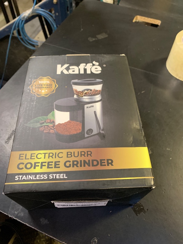 Photo 2 of Kaffe Electric Burr Coffee Grinder (5.5oz) w/Adjustable Precise Coarseness Settings - Flat Burr - [Improved Motor] - Precision Coffee Bean Grinder for Home Use - Stainless Steel