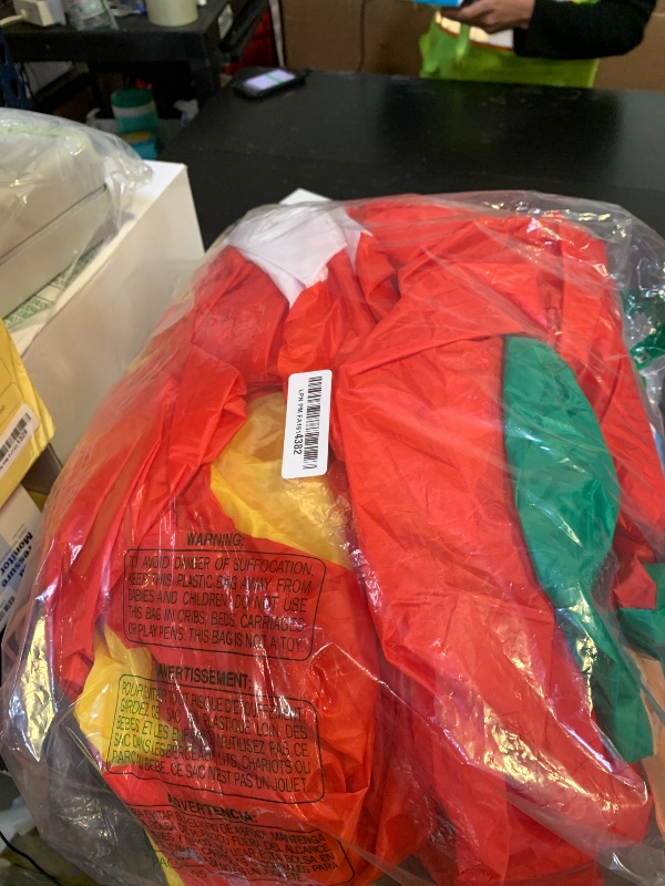 Photo 1 of 12 Ft Ht x 14 Ft L Giant Christmas Inflatables Santa Elf Ride Dinosaur Holding Candy Cane Christmas Blow Up Yard Decorations Built-in LEDs Christmas Decorations Outdoor Party Holiday Xmas Decor Lawn