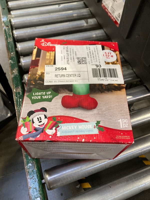 Photo 1 of Disney Mickey Mouse Christmas Inflatable Outdoor Decoration, Striped Shirt Design, 60 Inch Air Blown Holiday Yard Decor