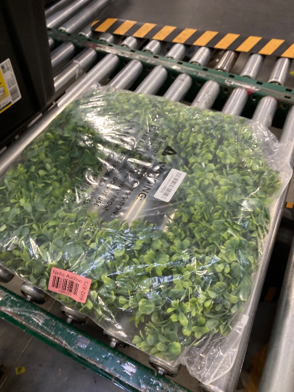 Photo 1 of 26'' Large Boxwood Wreath for Front Door, Porch, Window- Artificial Boxwood Leaves Greenery Outdoor Wreath for Home, Farmhouse Wall Decor- Spring, Summer, Fall, All Seasons (Green)