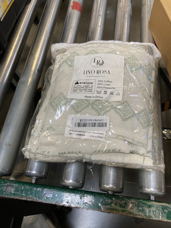 Photo 1 of 63 Inch Length Curtains 2 Panels Set,Sheer Linen Boho Sage Green Cream White Spring Leaf Curtains for for Living Room Kitchen Window Treatments