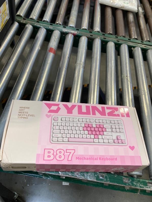 Photo 1 of YUNZII B87 Wireless Mechanical Keyboard,QMK/VIA Programmable,TKL Layout 87 Keys,BT/2.4G/USB-C,Hot Swap Gasket Mount RGB Backlit Gaming with Wrist Rest for Win/Mac (White Heart, Milk V2)