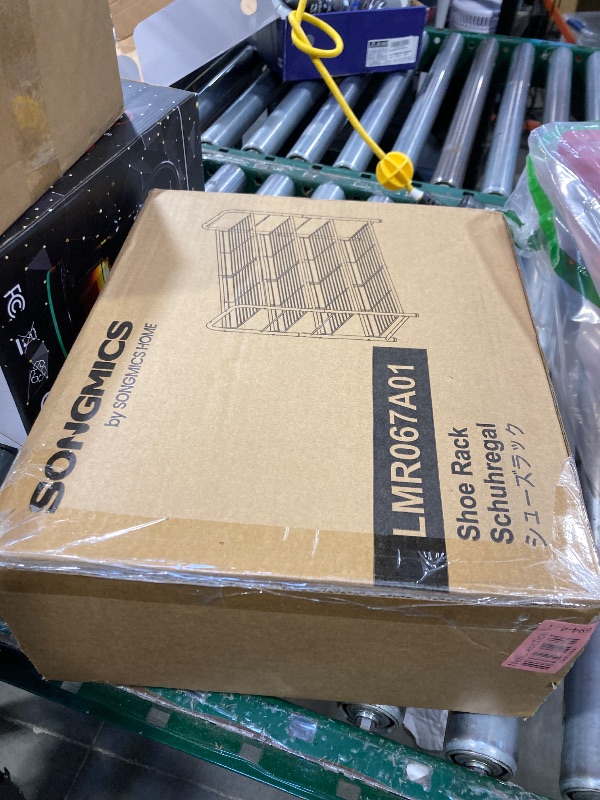 Photo 1 of *DAMAGE** SONGMICS Stackable Shoe Rack, 4 Tier Metal Shoes Rack Storage Shelf, Holds up to 20 Pairs Shoes, Adjustable Slanted Shelves Tower Organizer for Closet Entryway Small Spaces, Bronze