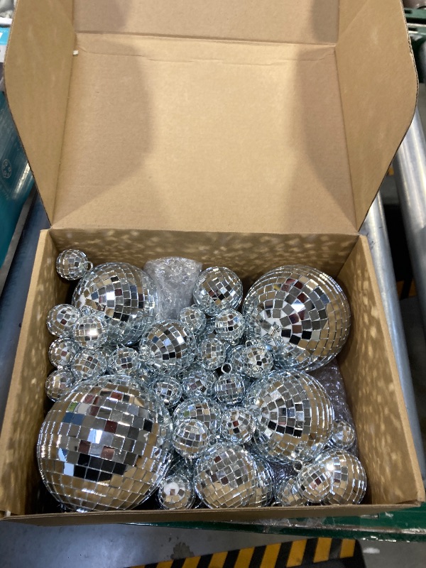 Photo 1 of 54 Pcs Mini Silver Disco Balls - Hanging Mirror Ornaments for Party, Wedding, Christmas Supplies