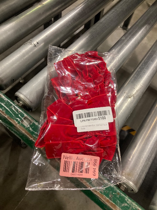 Photo 1 of 12PCS Red Velvet Bows for Christmas Tree, Bows for Christmas Tree, Garland Red Velvet Bow Ornaments for Christmastree with Gold Twist Ties(A)