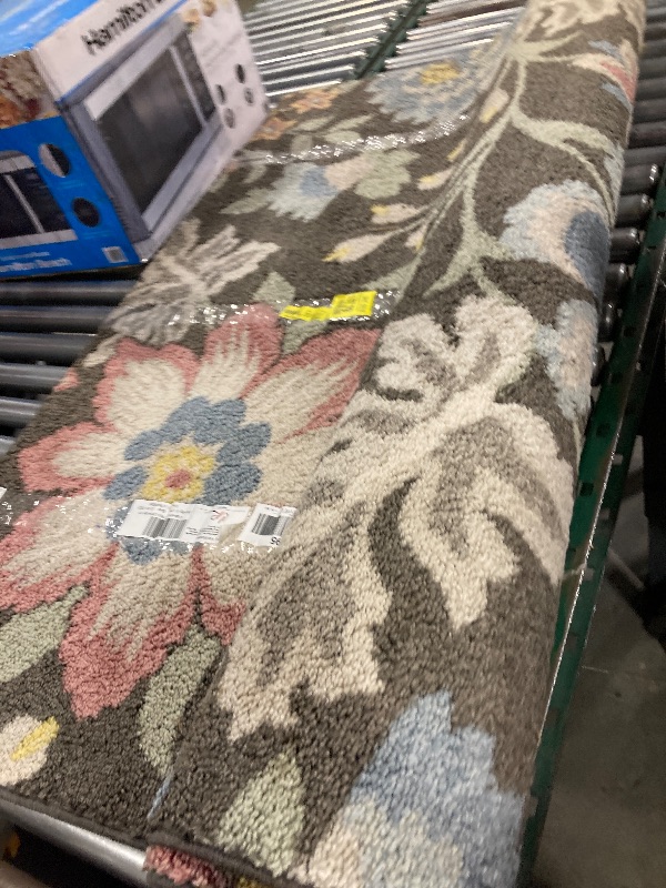 Photo 1 of  Premium Farmhouse Oversized Floral Rug 5x7- Gray Multicolor Indoor Accent Rug, Non-Slip Easy to Clean Home Decor 