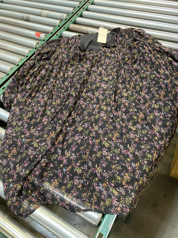 View 2 of A New Day Black Floral Long Sleeve Flowy Boho Swing Dress 1x