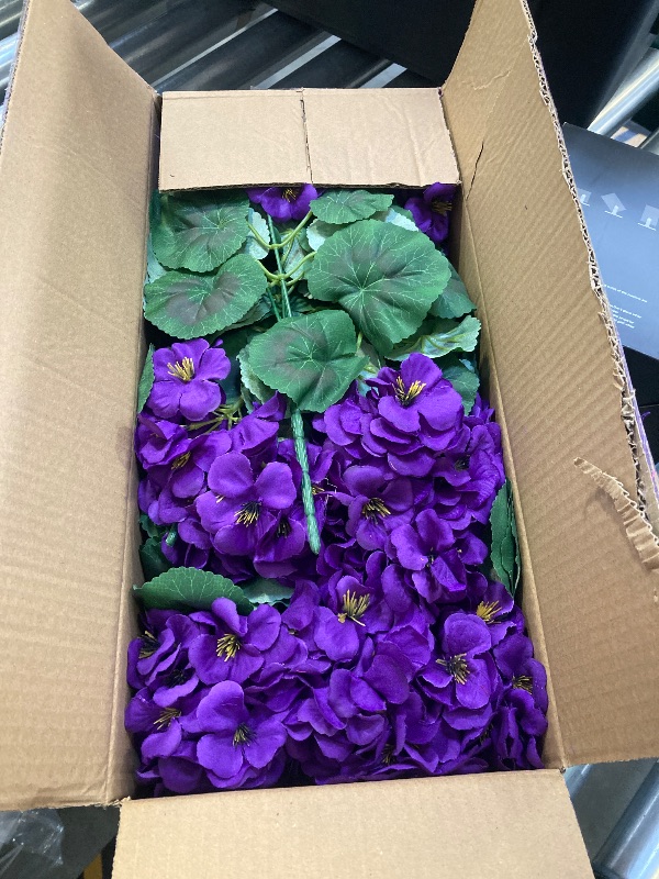 View 2 of Hananona Artificial Geranium Flowers for Outdoors Geranium Silk Flowers Outdoor UV Resistant Garden Plants Faux Flowers for Home Kitchen Table Centerpieces Decor (12, Purple)