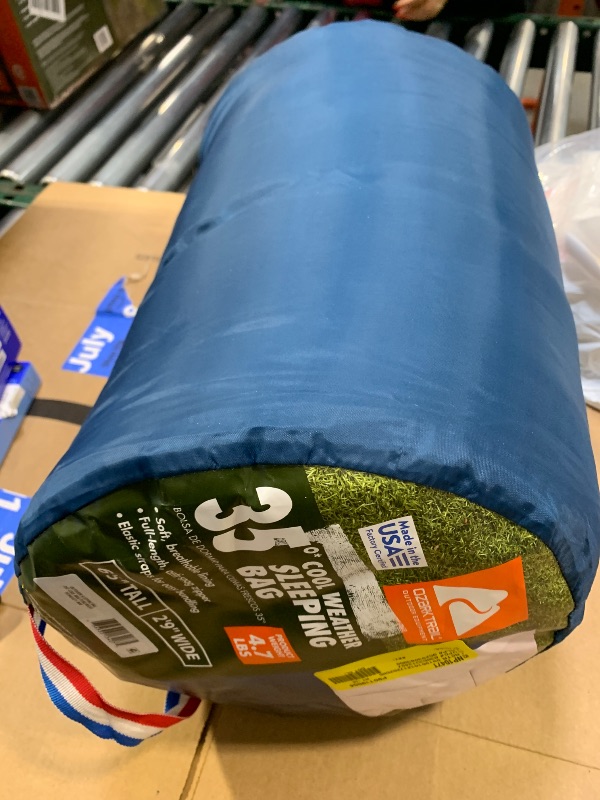 Photo 1 of Ozark Trail 35-Degree Cool Weather Rectangular Sleeping Bag Blue 33 X77
