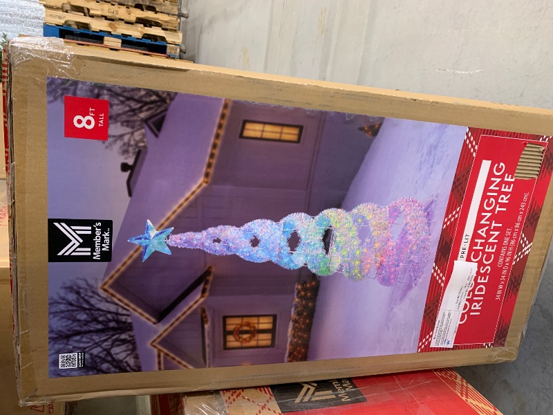 Photo 1 of  Mark 8' Pre-Lit Iridescent Color-Changing Spiral Tree