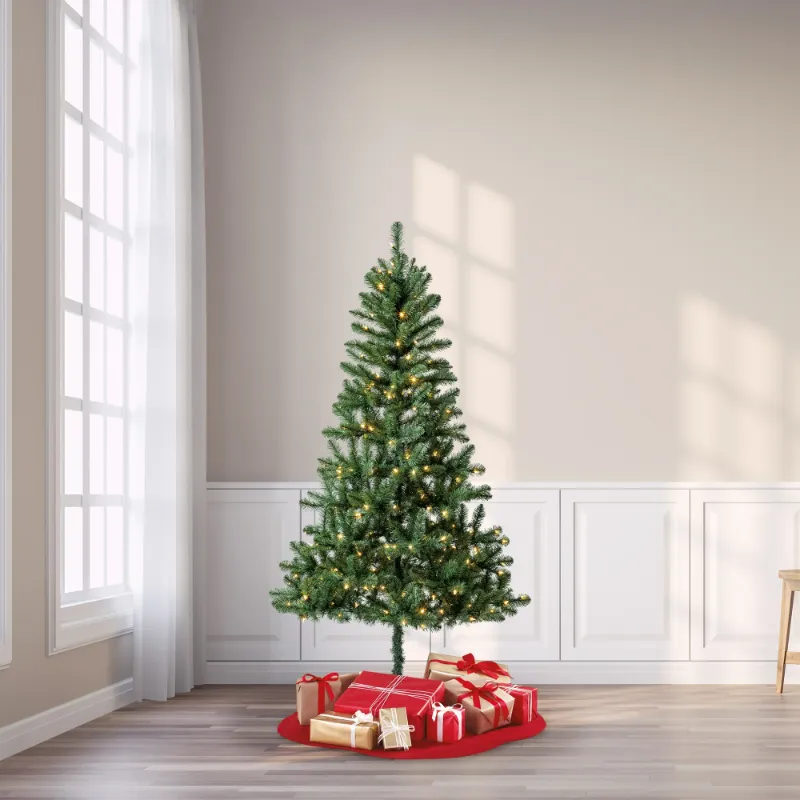 Photo 1 of 6.5' Pre-Lit Madison Pine Green Artificial Christmas Tree with Color-Changing LED Lights, by Holiday Time