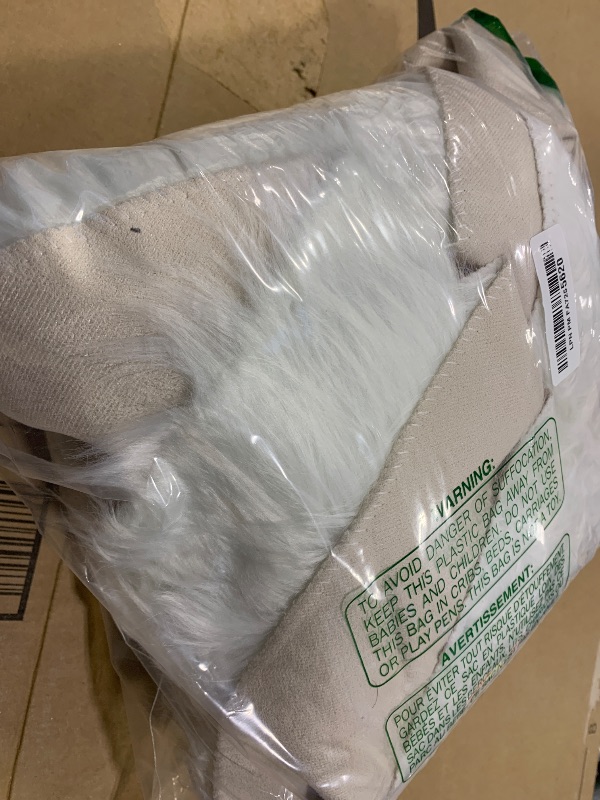 Photo 1 of 60 Inch Large Christmas Tree Skirt Faux Fur Snow White Plush Tree Mat Base Cover for Merry Christmas Party Holiday Home Indoor Xmas Tree Decorations