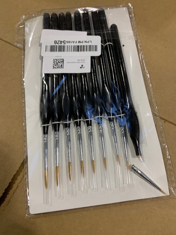 Photo 1 of AIEX 9 Pieces Fine Detail Paint Brush Miniature Mini Paints Brush Set for Acrylic, Watercolor, Oil, Face, Nail, Scale Model Painting, Line Drawing(Black)