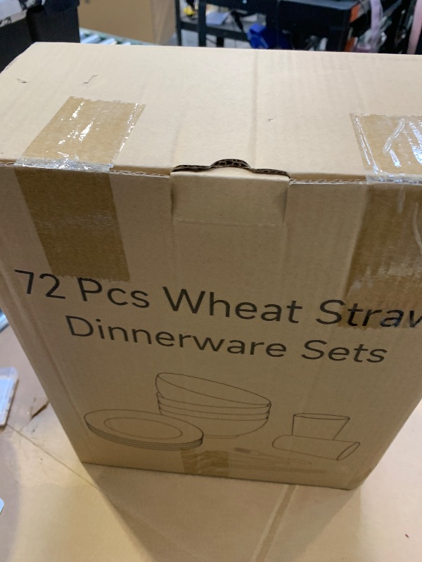 Photo 1 of 72 Pcs Plates and Bowls Sets, Unbreakable Wheat Straw Dinnerware Set Service for 8, Plastic Dish Set, Reusable Plates Bowls Cups for Kitchen, Camping, Outdoor, Dorm Microwave & Dishwasher Safe, Black