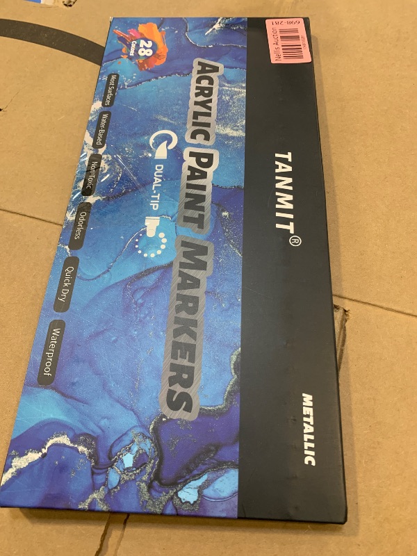 Photo 1 of 28 Metallic Colors Acrylic Paint Markers, Dual Tip Acrylic Paint Pens for Rock Painting, Black Paper, Wood, Canvas, Stone, Glass, Ceramic, DIY Crafts Making Art Supplies (Brush Tip and Round Tip)