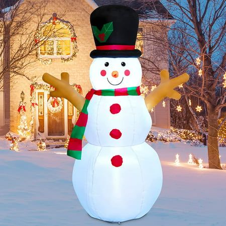 Photo 1 of GOOSH Christmas Inflatable 5 FT Inflatable Christmas Snowman Snowman Outdoor Christmas Decorations Blow up Snowman Inflatable with Lights Christmas
