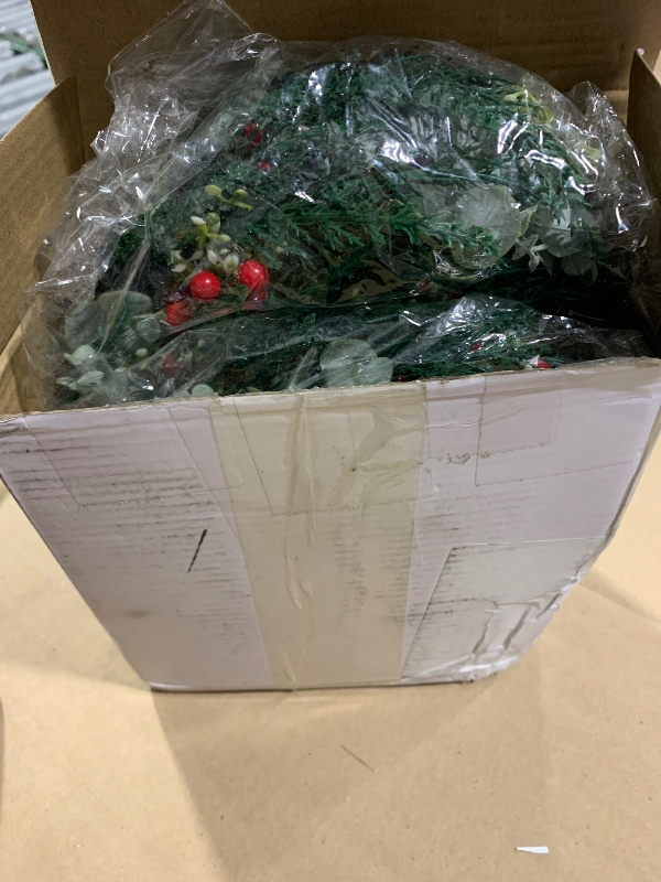 Photo 1 of 8 Pcs 8" Mini Christmas Wreaths for Kitchen Cabinet Small Christmas Candle Rings Wreaths, Front Door Pillars/Home Table Centerpieces Hanging Garlands, for Windows/Wedding Decor (No Red Ribbon)