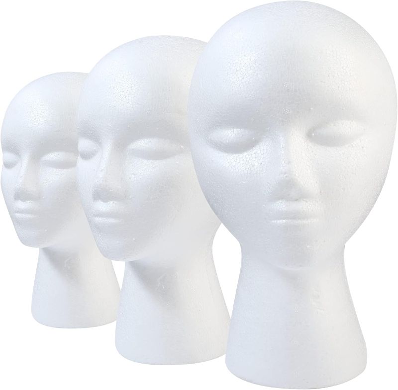 Photo 1 of 3 Pcs Foam Wig Head, for Multipurpose Wigs Display Stand, Model, Mask, Hat Display Stand, Art Work Painting
