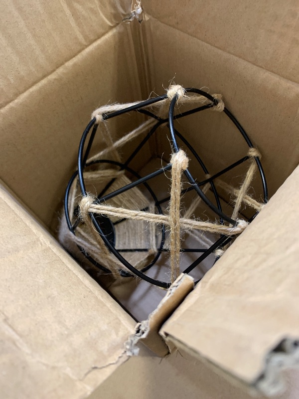 Photo 1 of 1 Pack Industrial Hemp Rope Pendant Lamp Shade, Small Vintage Boho Hanging Light Shades, Mini Rustic Metal Cage Lampshade for E27 Chandelier Wall Sconces Ceiling Hanging Pendant Light Fixture