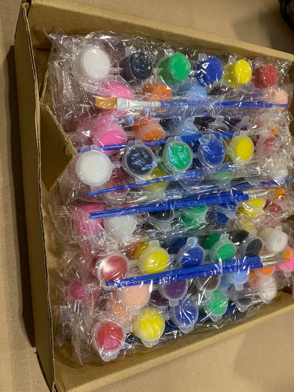 Photo 1 of 12 Pack Mini Acrylic Paint Set, 12 Colors Washable Acrylic Paint Strips with 24Pcs Painting Brushes for Kids&Adults Paint, 168 PCS Kids Painting Kit for Birthday Party Favor, Classroom, Art Gift