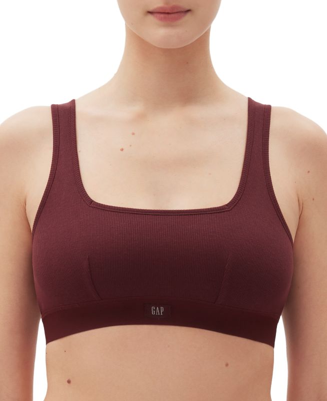 Photo 1 of GAP GapBody Women S Ribbed Logo Comfort Bralette Red Wine Medium