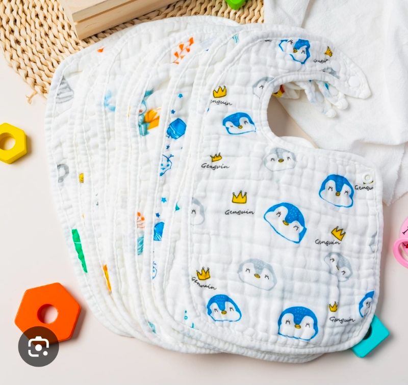 Photo 1 of 10 PCS SNAP MUSLIN COTTON BABY BIBS 