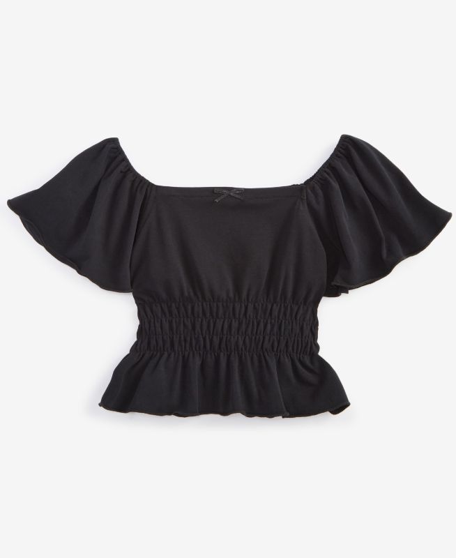 Photo 1 of SIZE XL JUNIOR Big Girls Flutter Sleeve Top - Black
