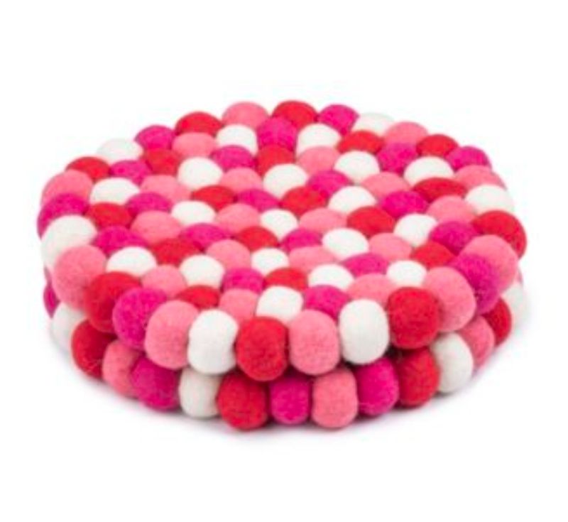 Photo 1 of 2 PIECE VALENTINE'S POM-POM TRIVETS 